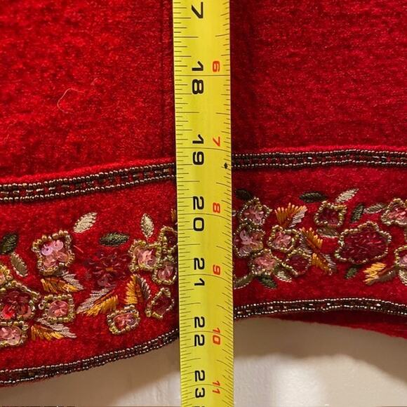 TALBOTS Beaded Red Boiled Wool Seamed Blazer Jacket Women M Petite - Picture 9 of 12